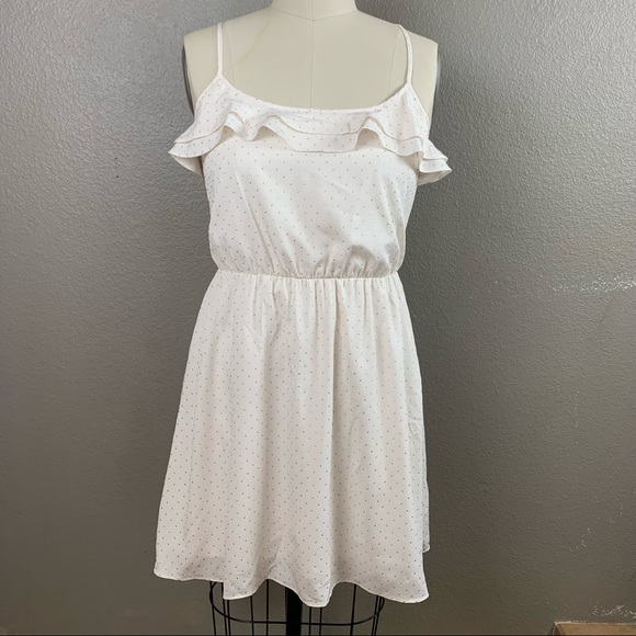 LC Lauren Conrad Dresses & Skirts - Lauren Conrad white dress with gold polka dots